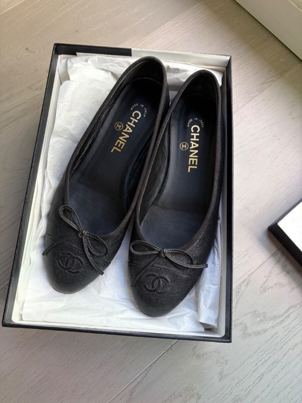 Chanel black ballet flats caviar leather 39 (US 8.5) - Picture 12 of 15